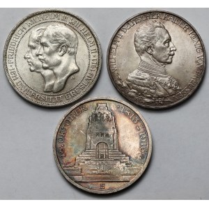 Prusy, 3 marki 1911-1913 - zestaw (3szt)