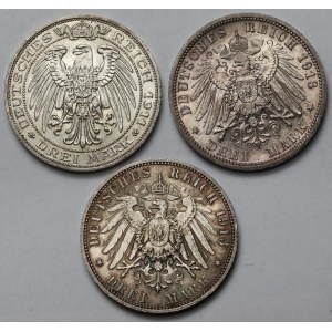 Prusy, 3 marki 1911-1913 - zestaw (3szt)