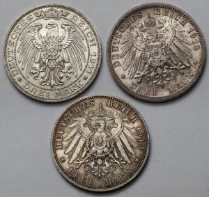Germany, Prussia, 3 marks 1911-1913 - set (3pcs)