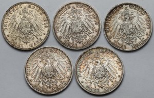 Deutschland, Preußen, 3 Marken 1908-1913 - Satz (5Stück)