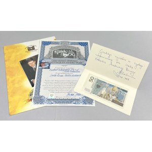 50 zł 2006 Jan Paweł II - z folderem z dedykacją Balcerowicza + certyfikat udziału w WOŚP