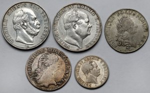 Germany, Prussia, from 1/6 thaler to thaler 1769-1871 - including Breslau - set (5pcs)
