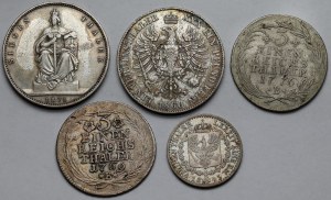 Německo, Prusko, od 1/6 tolaru do tolaru 1769-1871 - včetně Breslau - sada (5 ks)