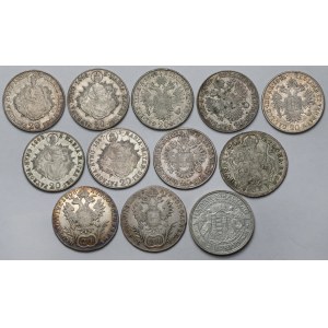 Austria i Węgry, 20 krajcarów i 2 pengo 1745-1937 - zestaw (12szt)