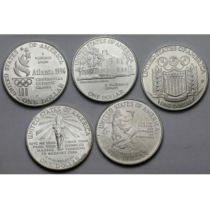 USA, Dolar 1986-1996 - zestaw (5szt)