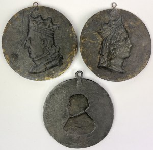 Medaliony, Jagiełło, Jadwiga i Jan III Sobieski - zestaw (3szt)