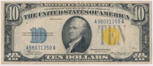 USA / Druhá svetová vojna Severná Afrika, 10 dolárov 1934 - Strieborný certifikát
