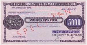 Cestovný šek NBP na 5 000 PLN - SPECIMEN