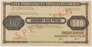 Cestovný šek NBP na 500 PLN - SPECIMEN