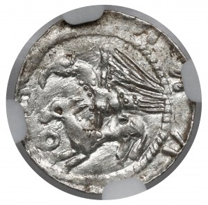 Ladislaus II the Exile, Denarius - Eagle and Hare - ring - BEAUTIFUL