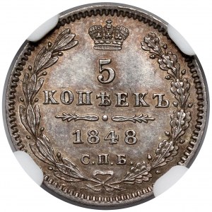 Rusko, Mikuláš I., 5 kopejok 1848 HI