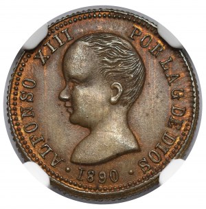 Spagna, Alfonso XIII, gettone da 4 pesos 1890