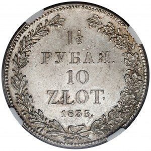 1-1/2 rublu = 10 zlotých 1835 НГ, Petrohrad - KRÁSNÝ