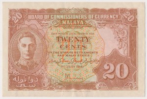 Malaya, 20 Cents 1941