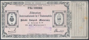 Poľský automobilový zväz, akreditív - 50 frankov