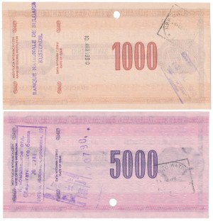 NBP traveler's checks for 1,000 and 5,000 zloty - written, with signatures (2pcs)