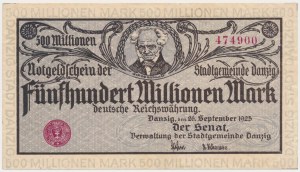 Dantzig, 500 millions de marks 1923 - tirage gris violet