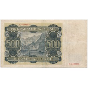 500 złotych 1940 - A - ORYGINAŁ opisany i ostemplowany jako falsyfikat