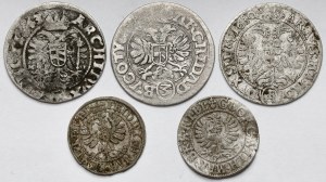 Sliezsko a Prusko, 3 národné mince a šiling - sada (5ks)