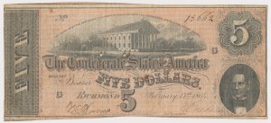The Confederate States of America, Richmond, 5 Dollars 1864