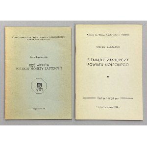 Pięć wieków polskiej monety zastępczej, Paszkiewicz i Pieniądz zastępczy powiatu noteckiego, Lamparski (2szt)