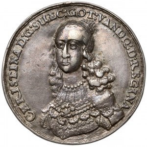 Szwecja, Krystyna Waza, Medal Ryga (?) bez daty (1643) - Höhn - Odlew