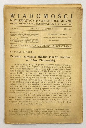 Wiadomości Numizmatyczno-Archeologiczne 1923