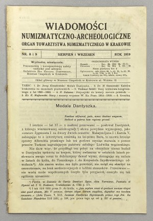 Wiadomości Numizmatyczno-Archeologiczne 1919/8-9 - przycięte