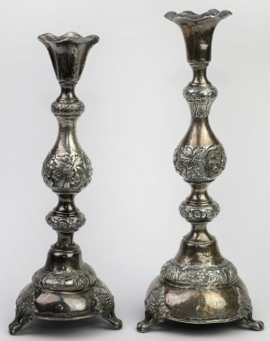 Warschau (19. Jahrhundert) Silberne Kerzenständer - Szmul Wigdorowicz Szkarłat