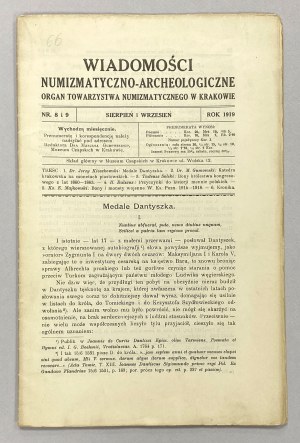 Numismatische und archäologische Nachrichten 1919/8-9