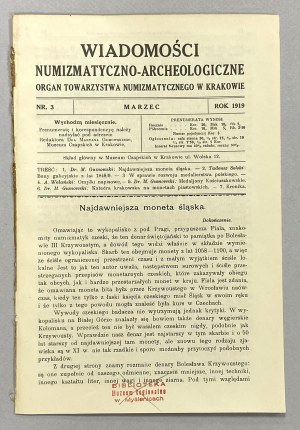 Numismatic and Archaeological News 1919/3