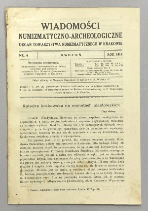 Numismatic and Archaeological News 1919/3