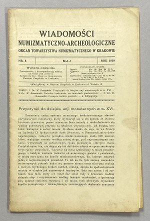 Wiadomości Numizmatyczno-Archeologiczne 1919/5