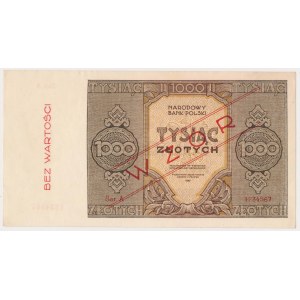 1.000 złotych 1945 - Ser.A 1234567 - z nadrukiem WZÓR