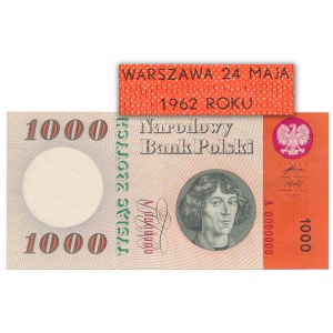 1.000 złotych 1962 - A 0000000 - RZADKOŚĆ