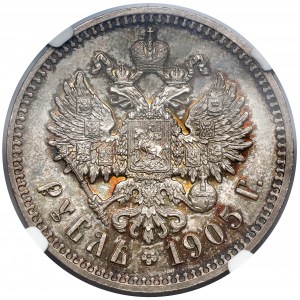 Rosja, Mikołaj II, Rubel 1905 AP - stempel LUSTRZANY - rzadkość