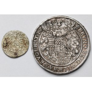 Mansfeld-Bornstedt, Talar 1609 GM i Prusy, Albrecht Hohenzollern, Szeląg Królewiec 1531 (2szt)