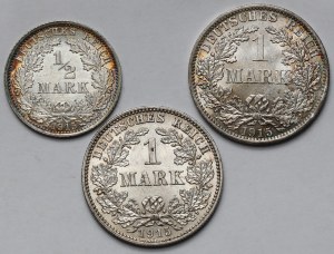 Prusy, 1 i 1/2 marki 1915 - zestaw (3szt)
