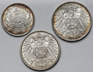 Prusy, 1 i 1/2 marki 1915 - zestaw (3szt)