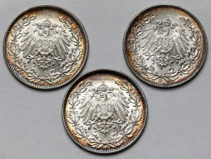 Germany, Prussia, 1/2 mark 1915 - set (3pcs)