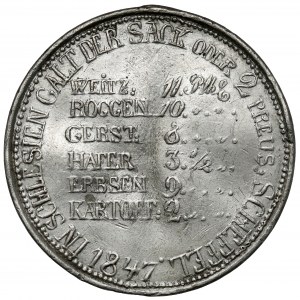 Slezsko, velká inflace a hladomor Medaile 1847