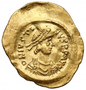 Giustiniano II (565-578 d.C.) Tremissis, Costantinopoli