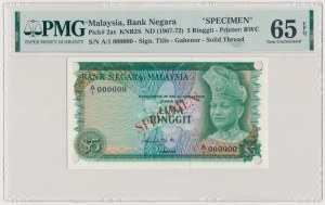 Malaysia, 5 Ringgit ND (1967-72) - SPECIMEN