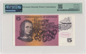 Australia, 5 Dollars ND (1967-72) - SPECIMEN