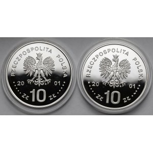 10 złotych 2001 Jan III Sobieski - zestaw (2szt)