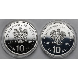 10 złotych 2002-2005 August II Mocny - zestaw (2szt)