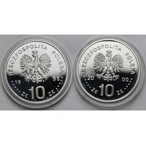 10 złotych 1998-2000 Zygmunt III Waza i Solidarność - zestaw (2szt)