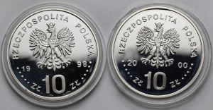 10 złotych 1998-2000 Zygmunt III Waza i Solidarność - zestaw (2szt)