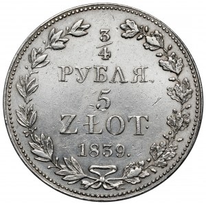 3/4 rubla = 5 złotych 1839 MW, Warszawa