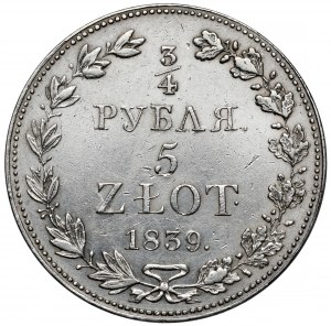 3/4 Rubel = 5 Zloty 1839 MW, Warschau